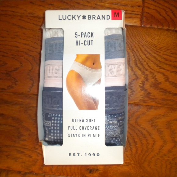 Lucky Brand Other - Lucky Brand Women's Medium Hi Cut Ultra Soft Full Coverage 5 Pack Panties New
